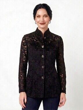 David Benjamin Vintage Sheer Black Lace Shell Free Blouse - Size 6